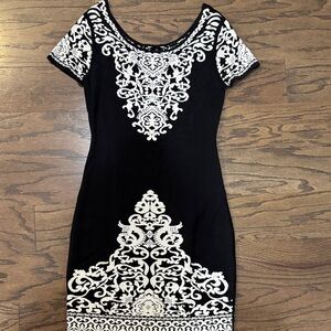 Elegant Black and White Embroidered Dress